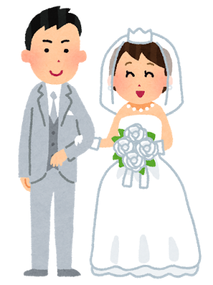 幸せそうな新郎新婦